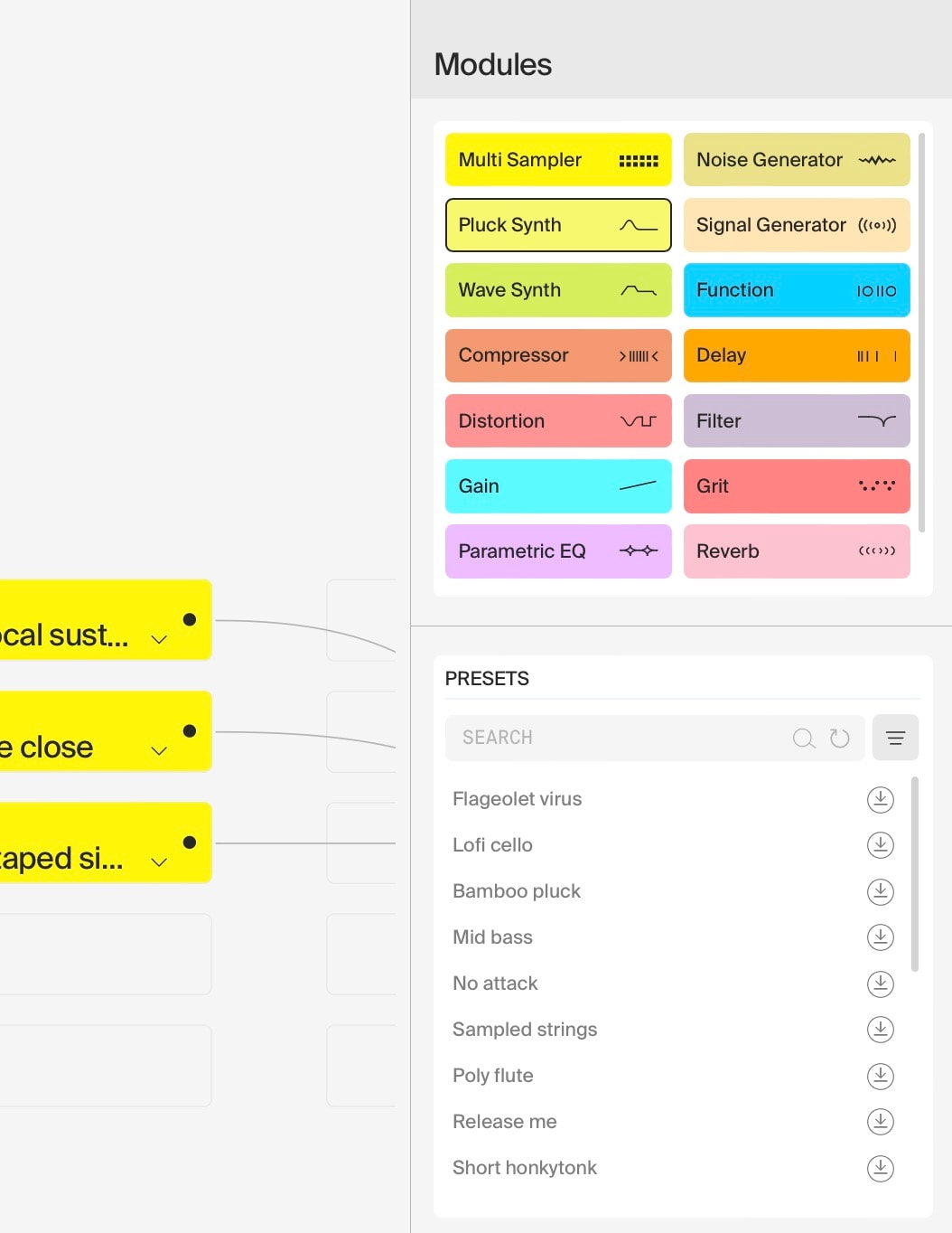 FFOSSO device and preset browser