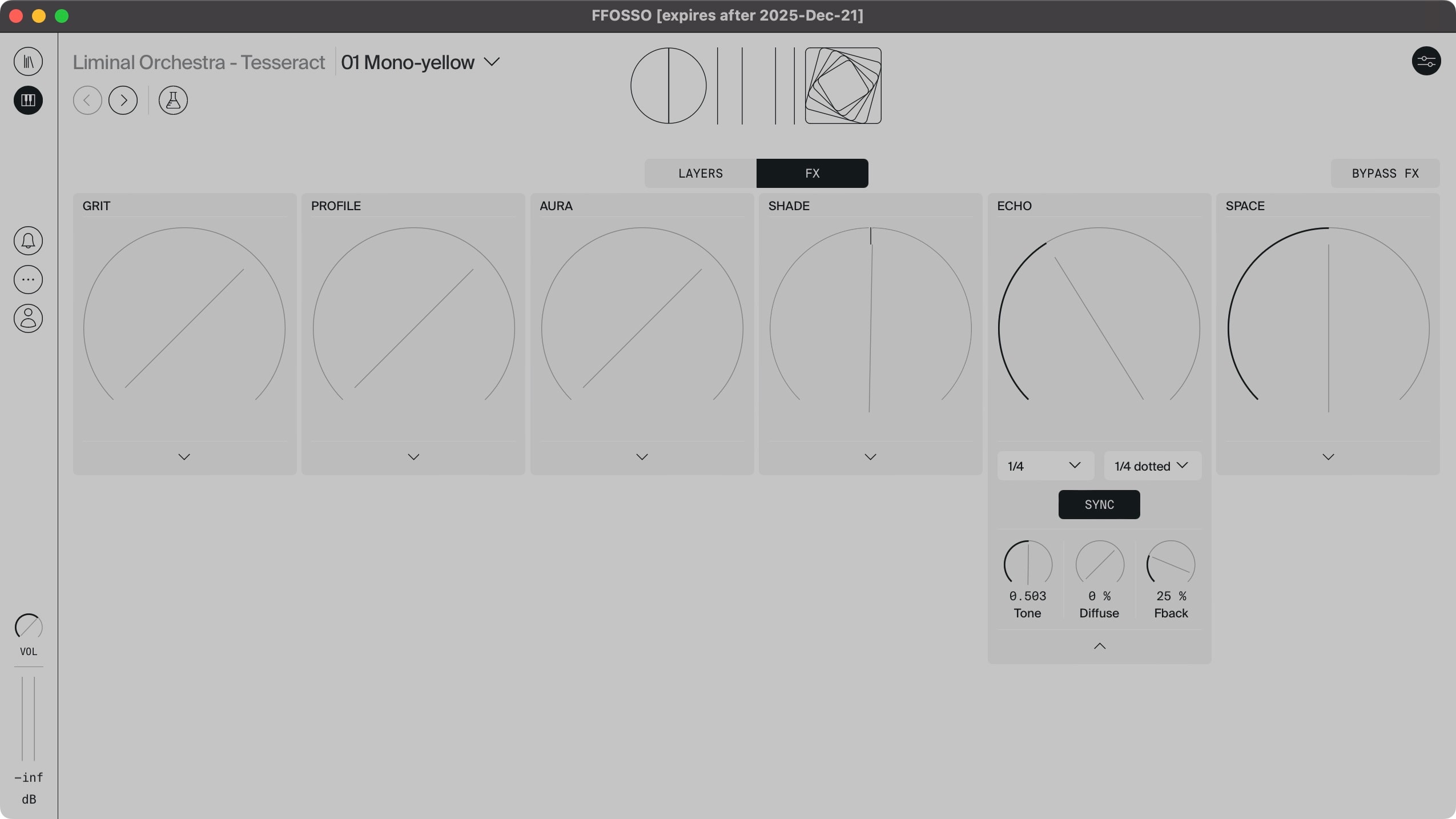 Layers engine FX page in FFOSSO