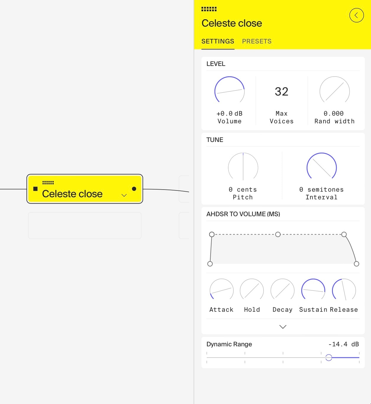 Property panel of a multi sampler module